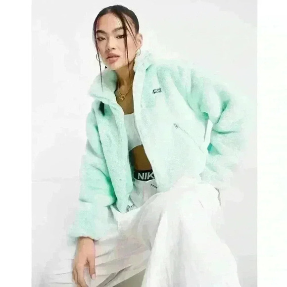 S NIKE Women Sportswear Icon Clash Mint Green Full Zip coat C1 Small - Picture 11 of 12